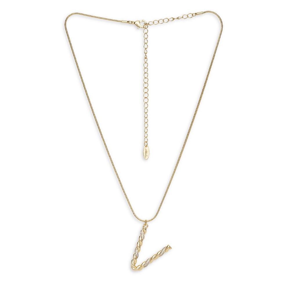 NEW ETTIKA ANTHROPOLOGY 18K Goldplated Twisted Crystal Initial Necklace V